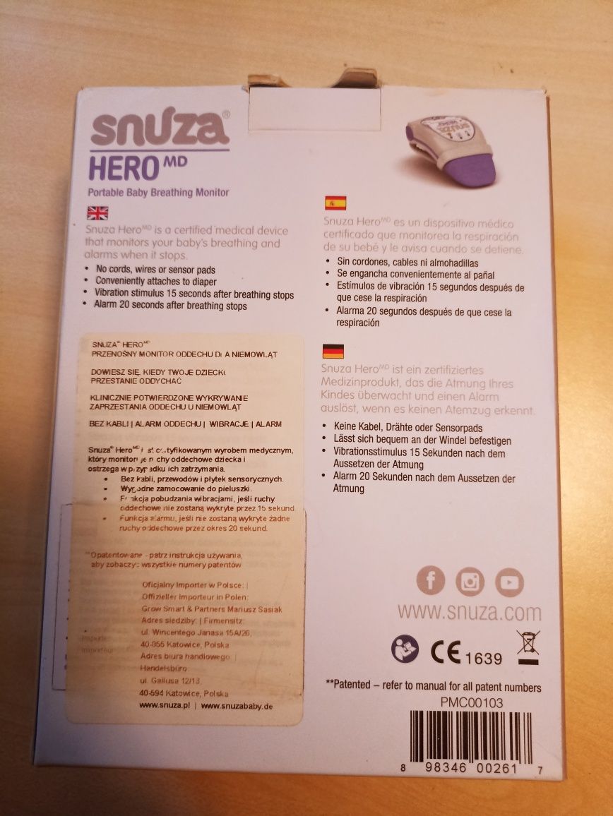 Monitor oddechu dla niemowląt Snuza Hero MD