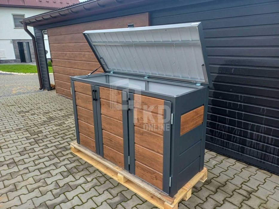 Zabudowa Koszy Na Śmieci Wiata Obudowa 177X65X110 Cm 3X120L Tkd345