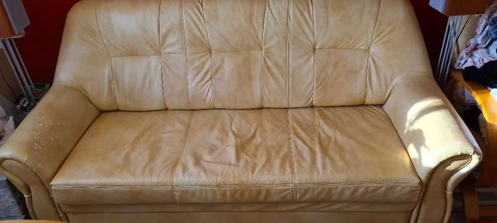 Sofa 3 osobowa i dwa fotele skóra naturalna