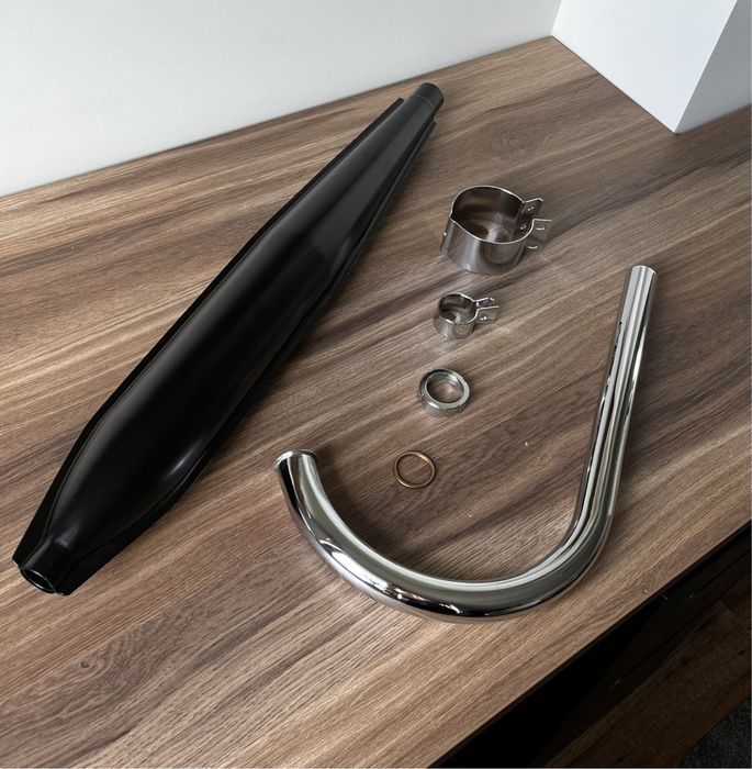 NOWY POLSKI komplet zestaw wydechowy tłumik WSK 125 B1 DWURAMÓWKA