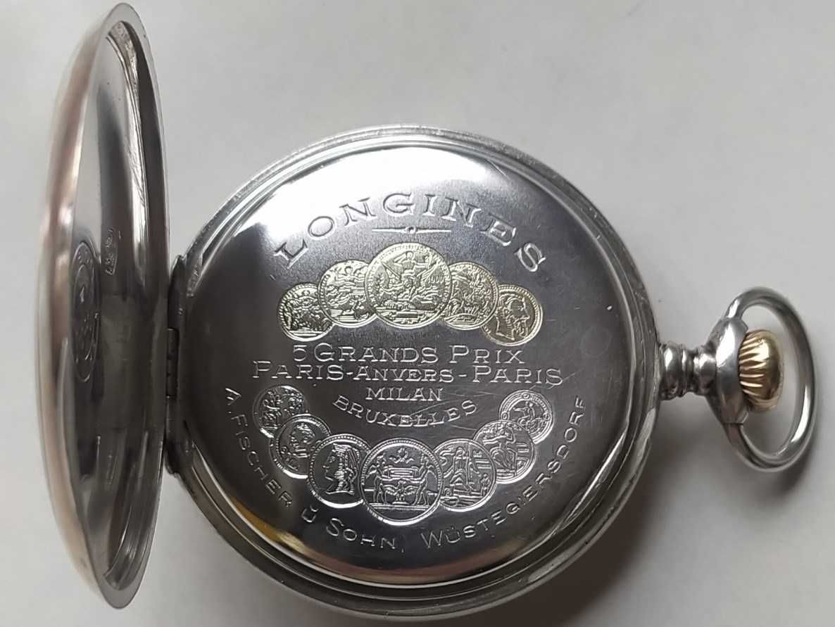 Серебряные карманные часы" Longines"