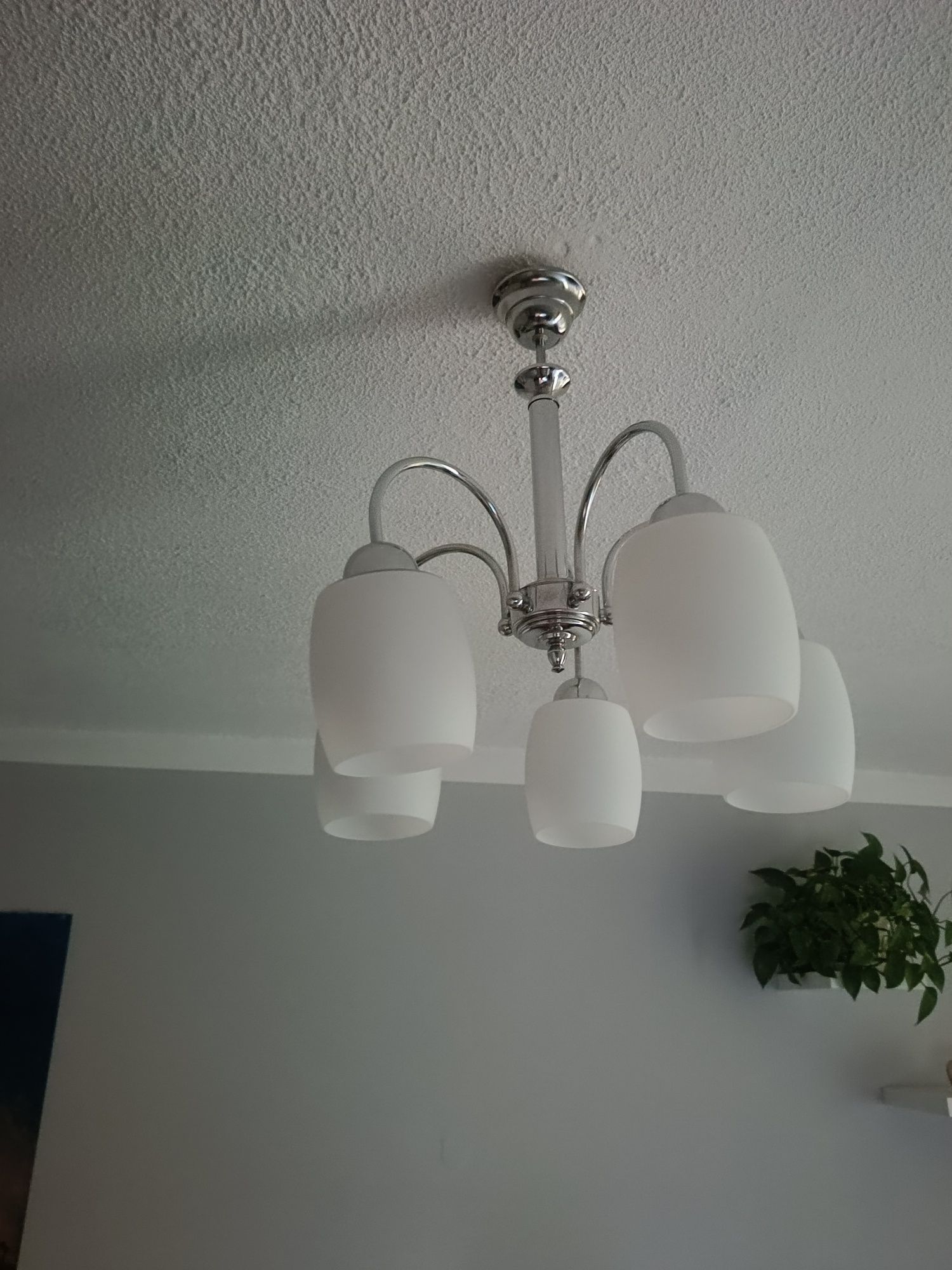 Lampa sufitowa srebrna + nocna kpl.