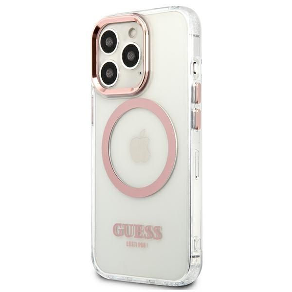 Etui Guess do iPhone'a 13 Pro / 13, 6.1" - Różowe Metalowe Magsafe