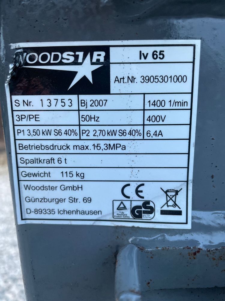 Luparka do drewna drzewa drewna WoodStar lv 65 elektryczna 400 V