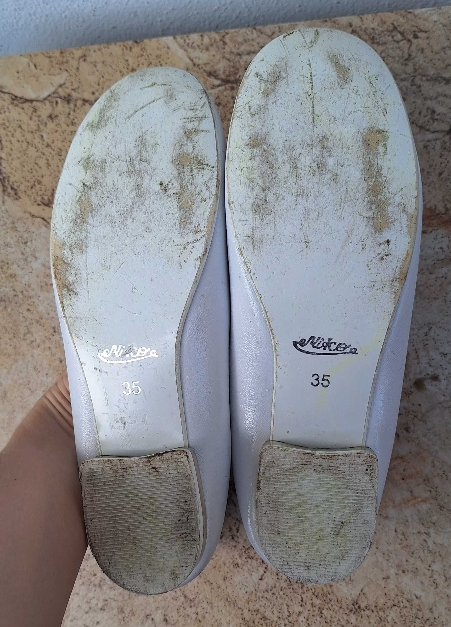 Białe buty komunijne eleganckie balerinki wizytowe dziewczęce rozm. 35