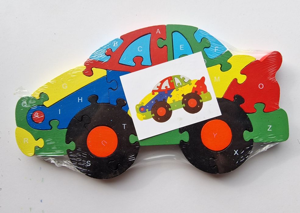 Puzzle kolorowe drewniane AUTO samochód