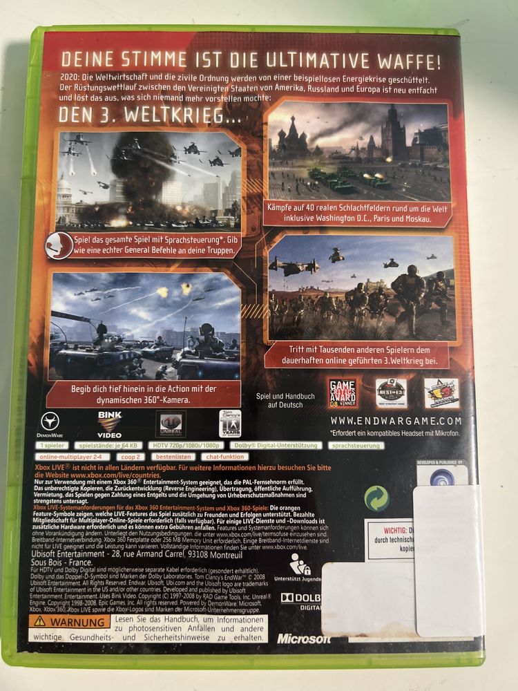 Tom clancy’s end war tom clancys gra xbox 360