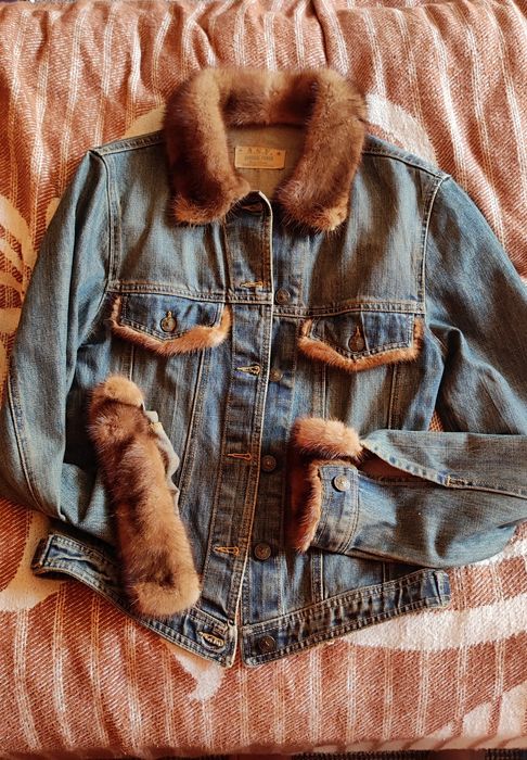Куртка джинс с норкой М курточка