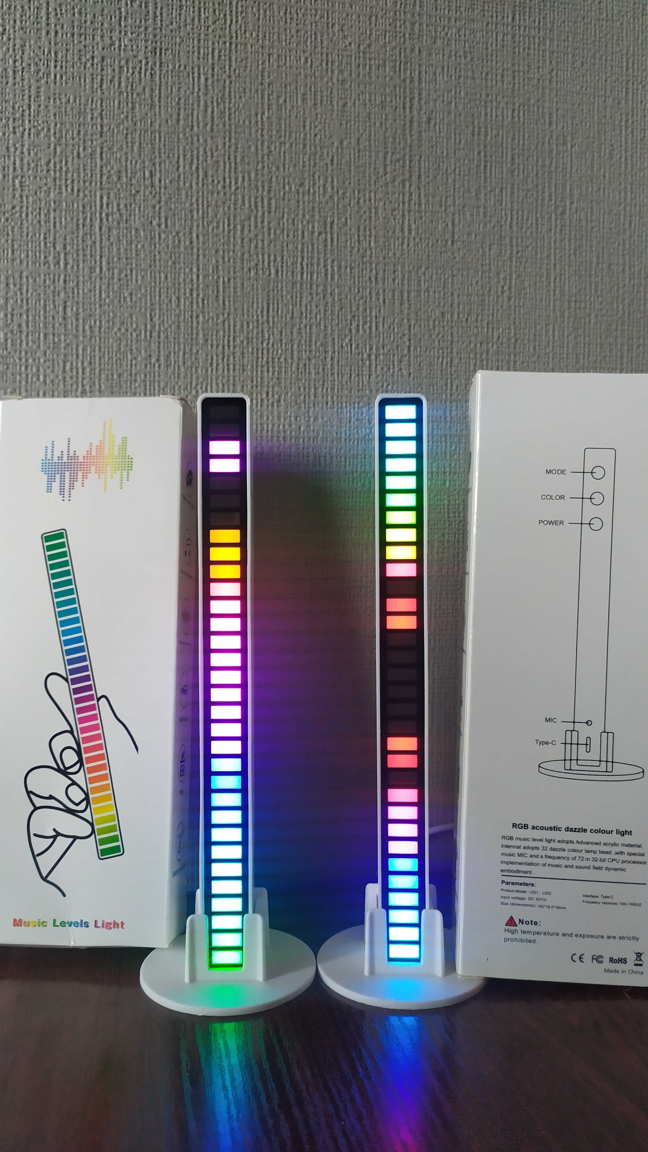 Listwa świetlna RGB 32 LED , reagująca na dźwięk , z bluetooth, czarna