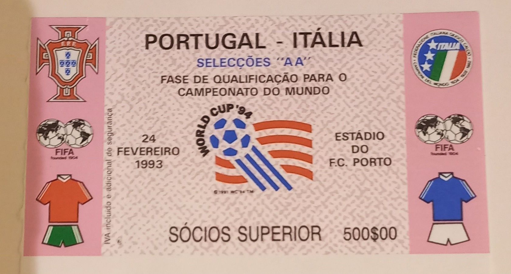 Bilhetes de jogos da selecção Portuguesa