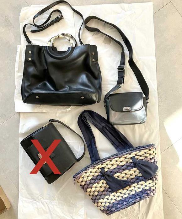 Zestaw torebek 4 szt. czarna mini shopper koszyk