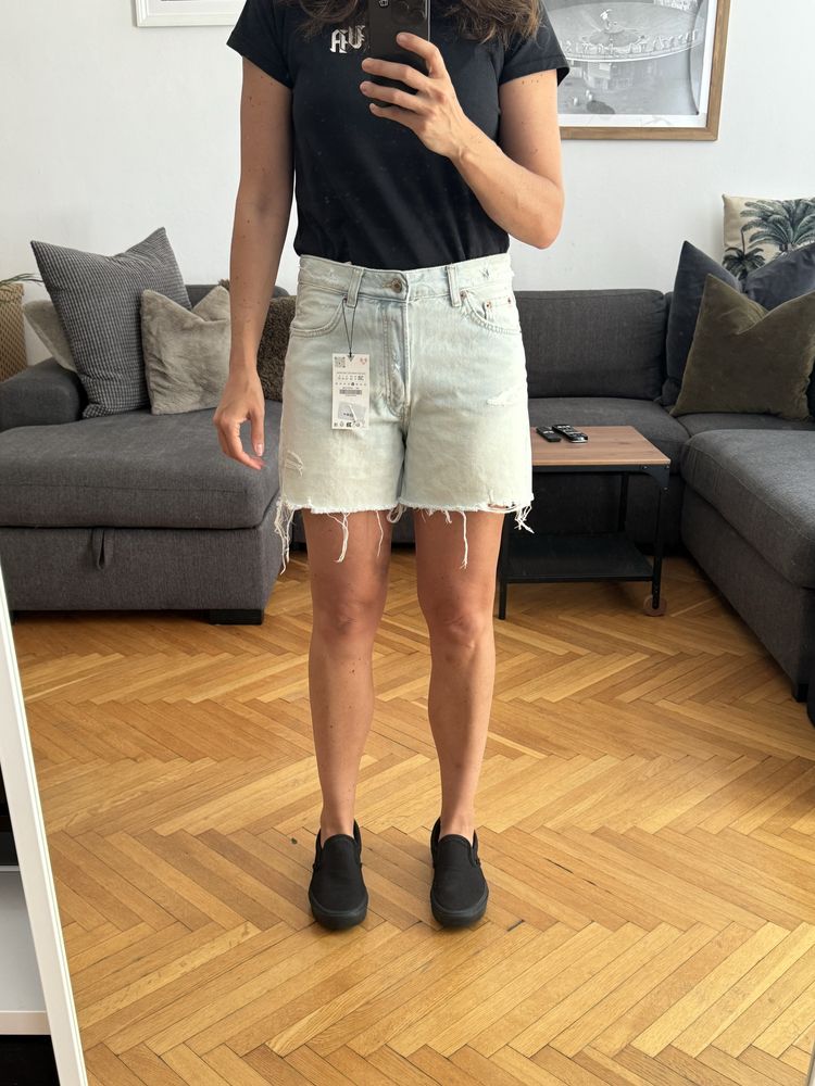 ZARA, szorty jeansowe, boyfriend, niebieskie, roz. 36