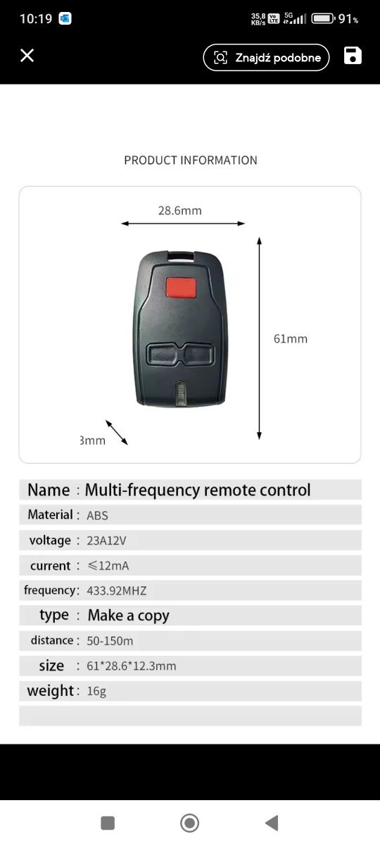 2 sztuki pilot BFT Mitto 433.92mhz