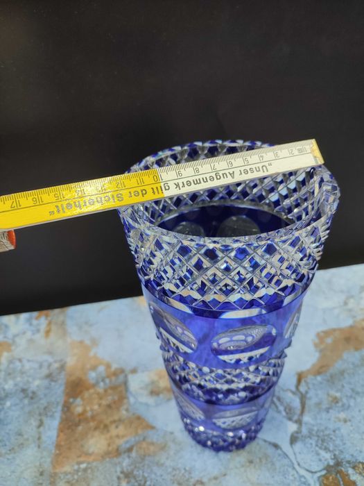 Duży Kryształowy wazon - Kobalt - Ciekawy - 2493