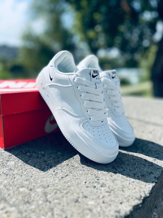Nike air Force leather white кроссовки осенние Найк Форс белые