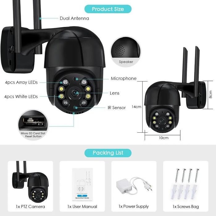 ICSEE PTZ-D4 Уличная камера IP Wi-Fi Наблюдения вулична камера