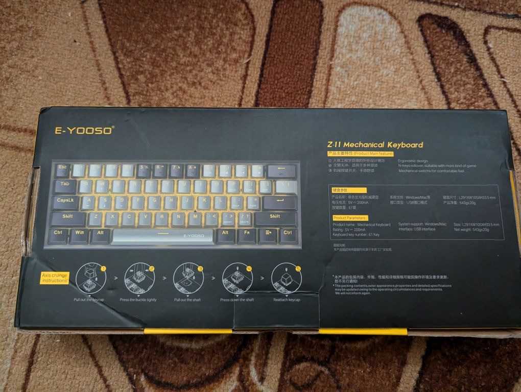 E-Yooso Z-11 Mechanical Keyboard 61 key Red Switch механічна ігрова