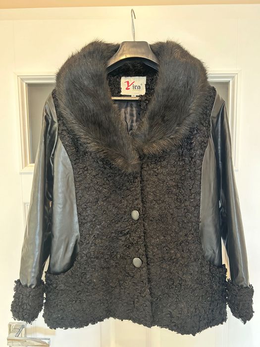 Krótkie futerko płaszczyk eko skóra 42/44 miś teddy