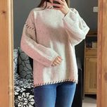 Sweter melanż beżowy wełna oversize 38 M