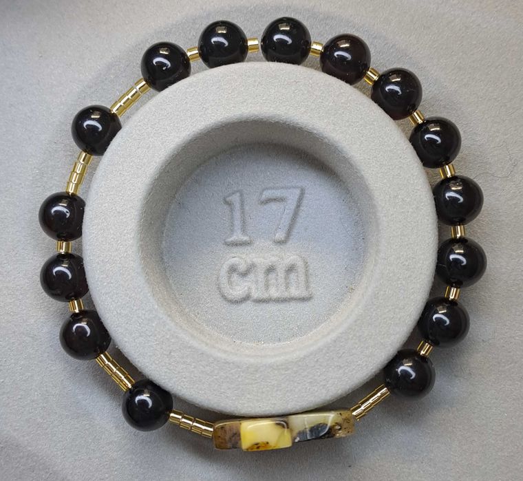 Bransoletka dziesiątka różańca z bursztynu, BURSZTYN bałtycki #1291