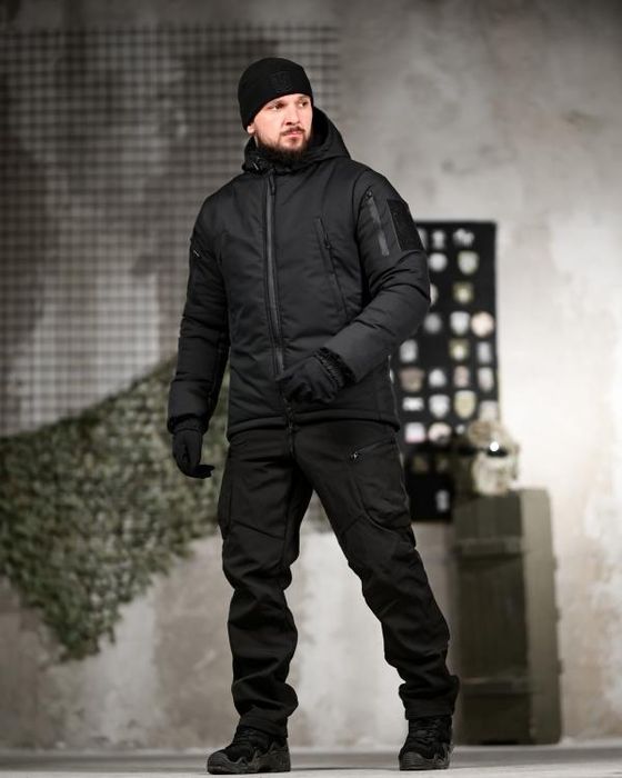 Чорний зимовий військовий комплект Зимовий тактичний костюм 5в1 чорний