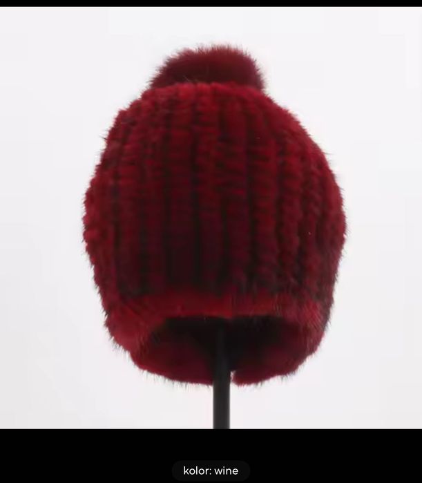 Czapka futro naturalne z królika nowa