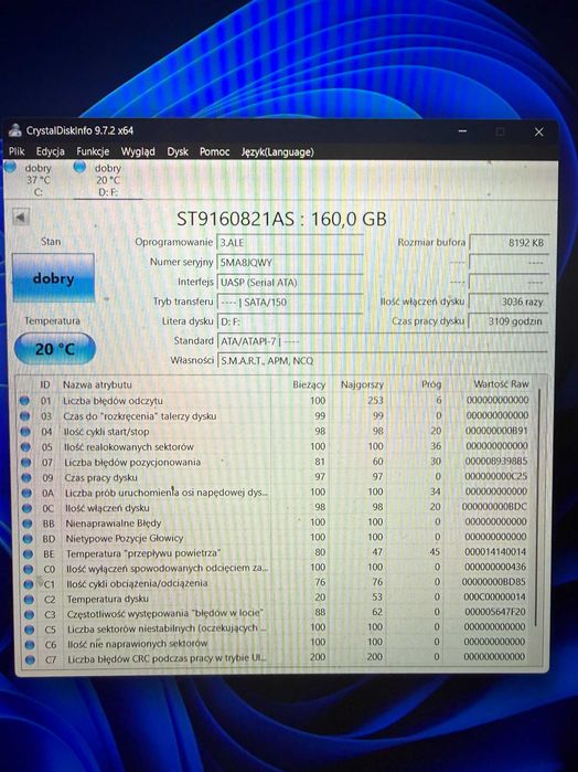 dysk twardy 160gb 2,5 sprawny #x46