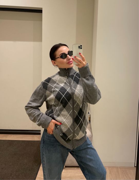 100% вовна светр кардиган на блискавці M/L massimo