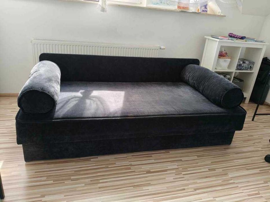 Sofa, z pojemnikiem na pościel, 90x200 cm, + PUFA!