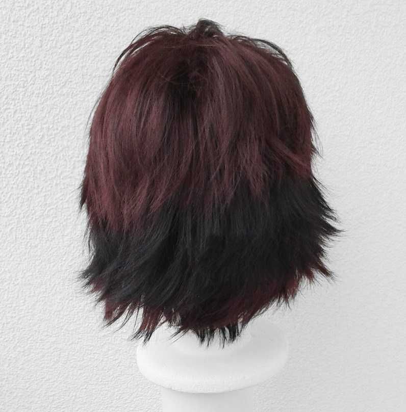 Tanjirou Kamado Demon Slayer cosplay wig peruka czerwona czarna krótka