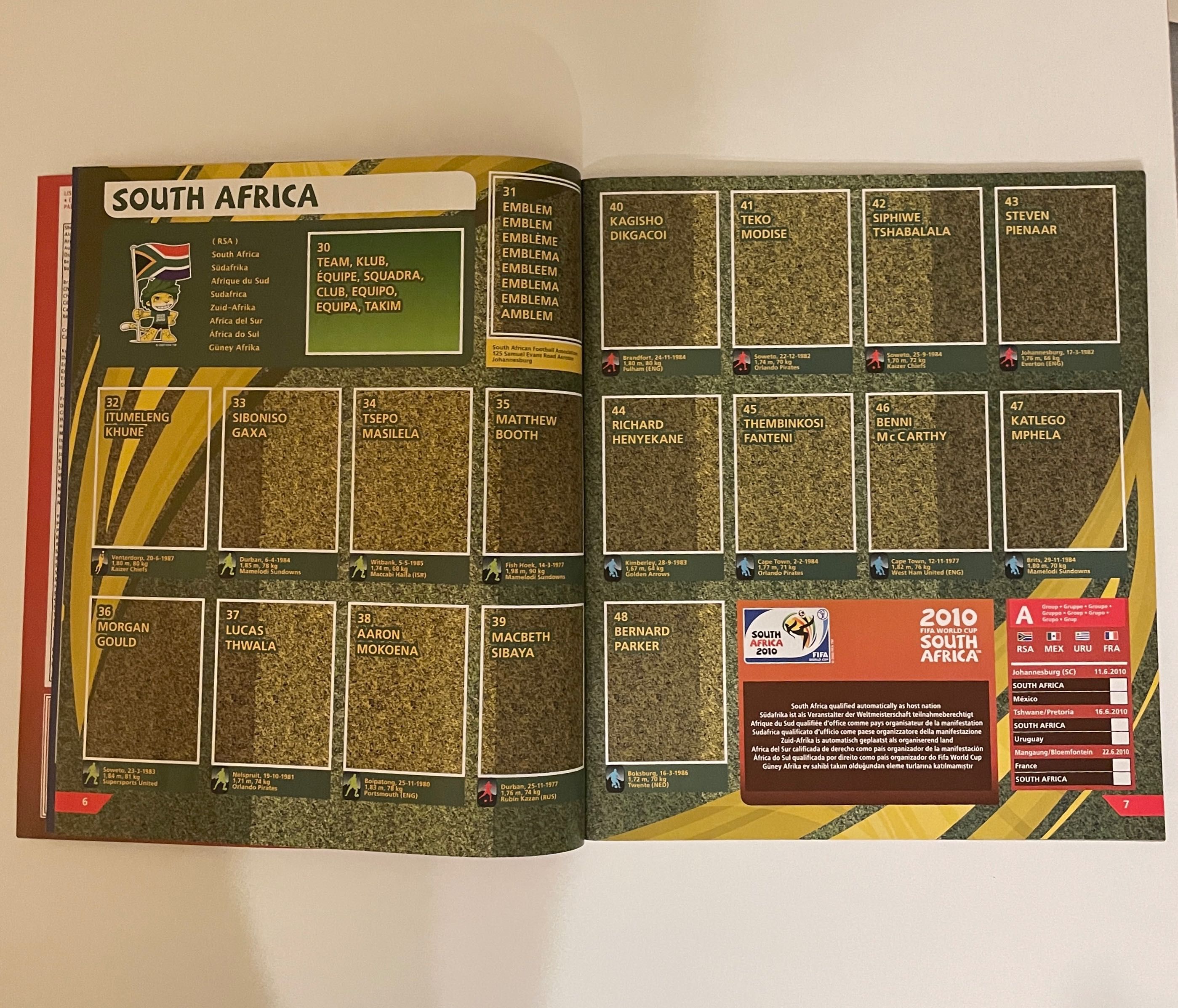 Album PANINI Fifa World Cup 2010 – prawie pusty