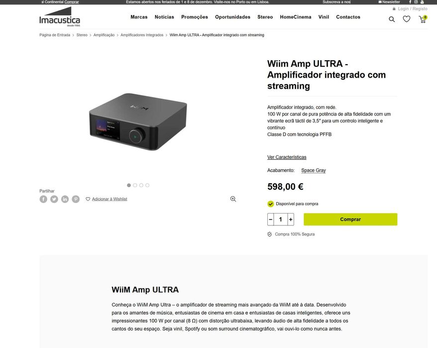 Wiim Amp ULTRA - Amplificador integrado com streaming