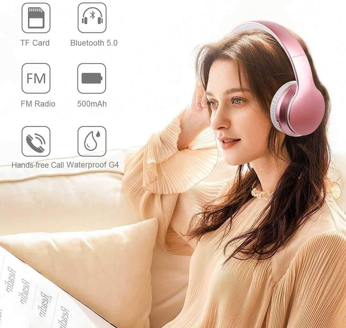 Bezprzewodowe słuchawki Bluetooth IFECCO Rose Gold