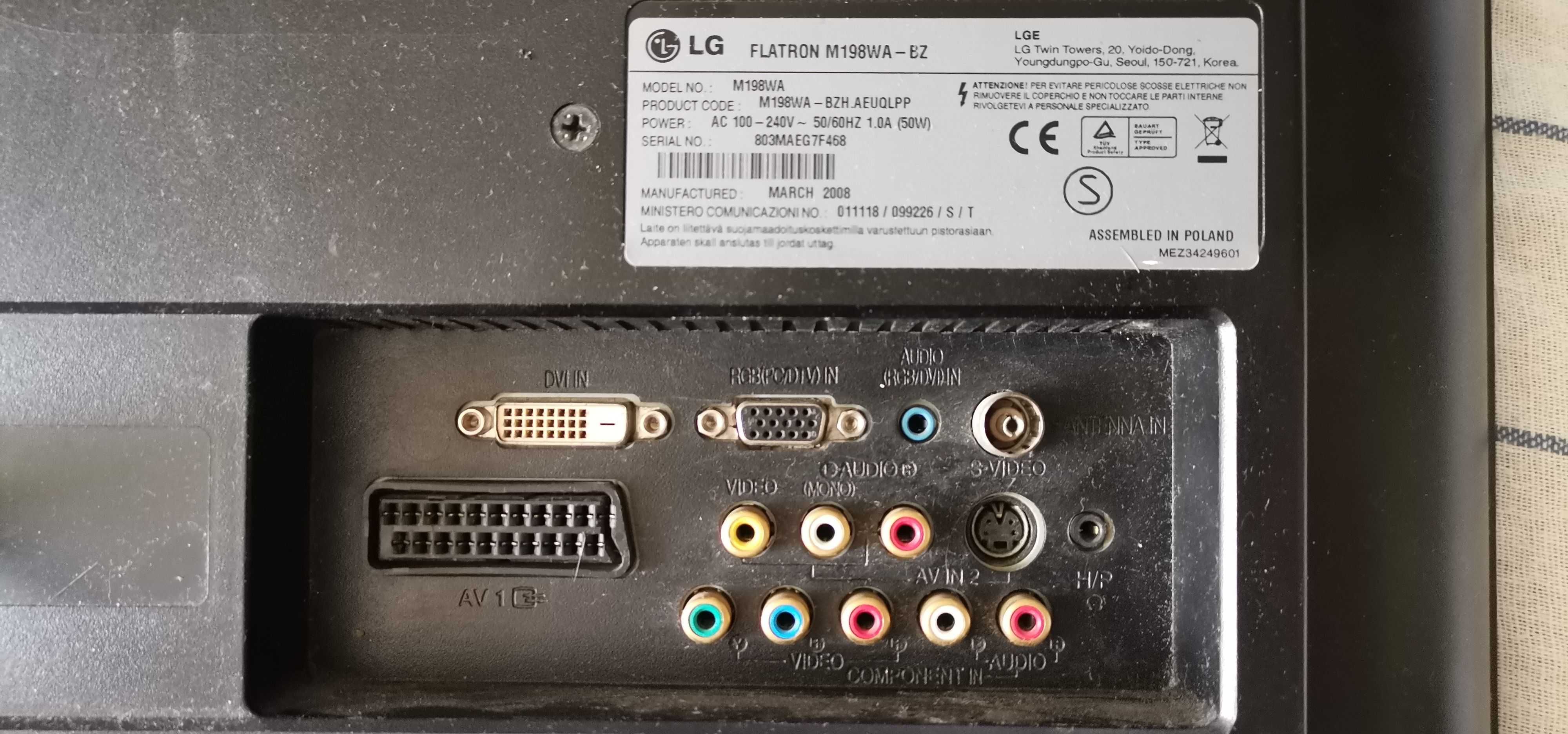 Monitor i telewizor LG M198WA-BZ Flatron 19 "