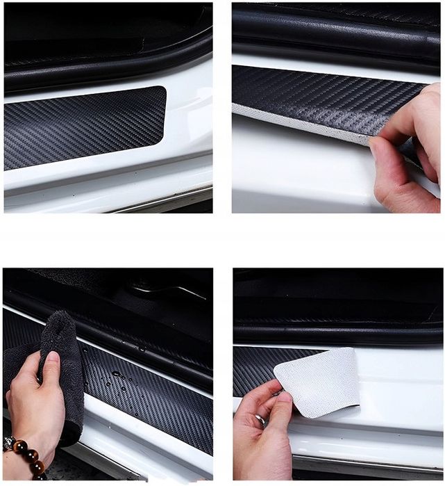Захисна плівка накладка на пороги для BMW Чорний Карбон Плюс 4 шт