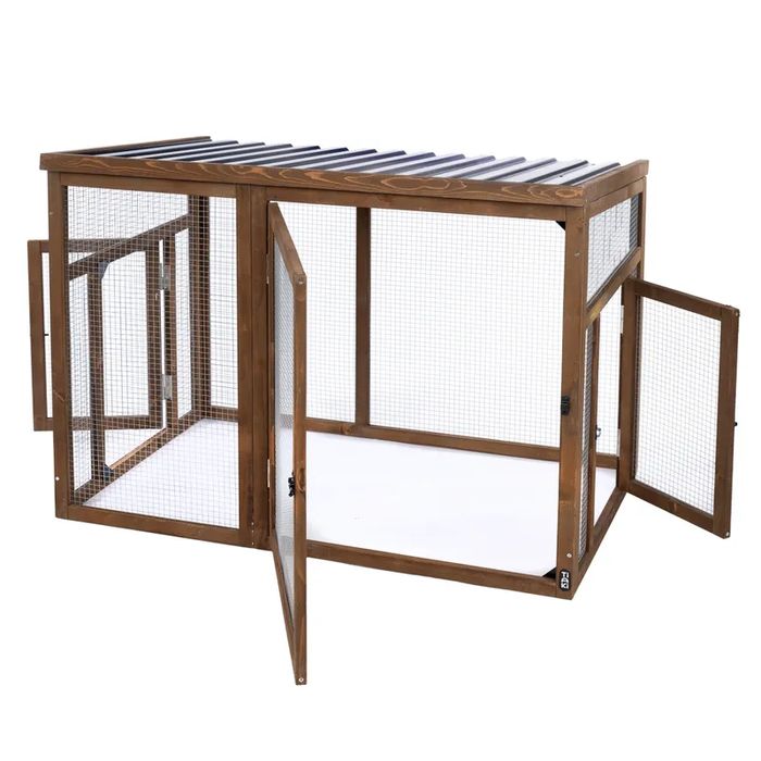 TIAKI Drewniana Klatka Zewnętrzna dla królików kurczaków 116x78x89.8cm