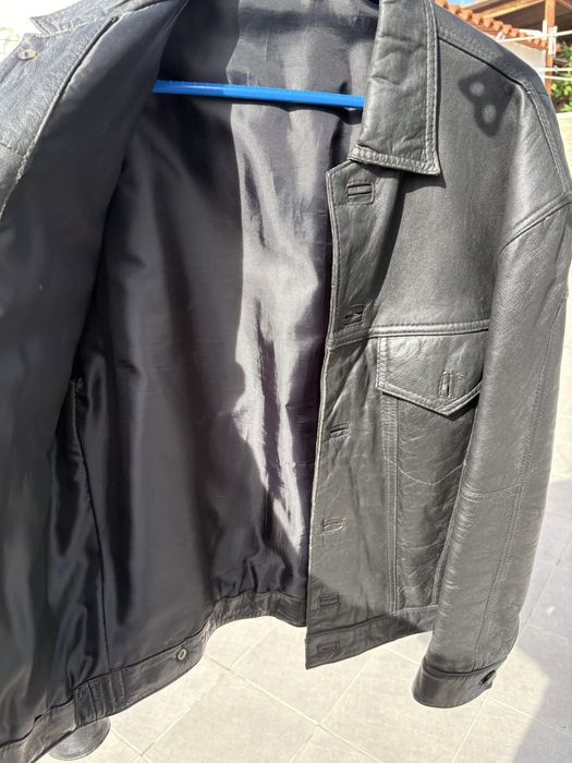 Casaco de cabedal preto M