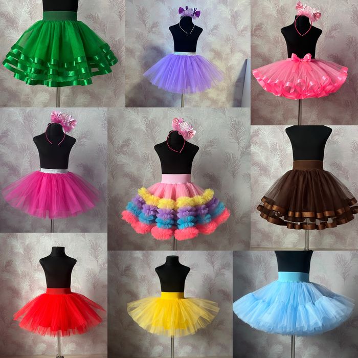 Фатинова спідниця в наявності червона рожева льодяник блакитна біла