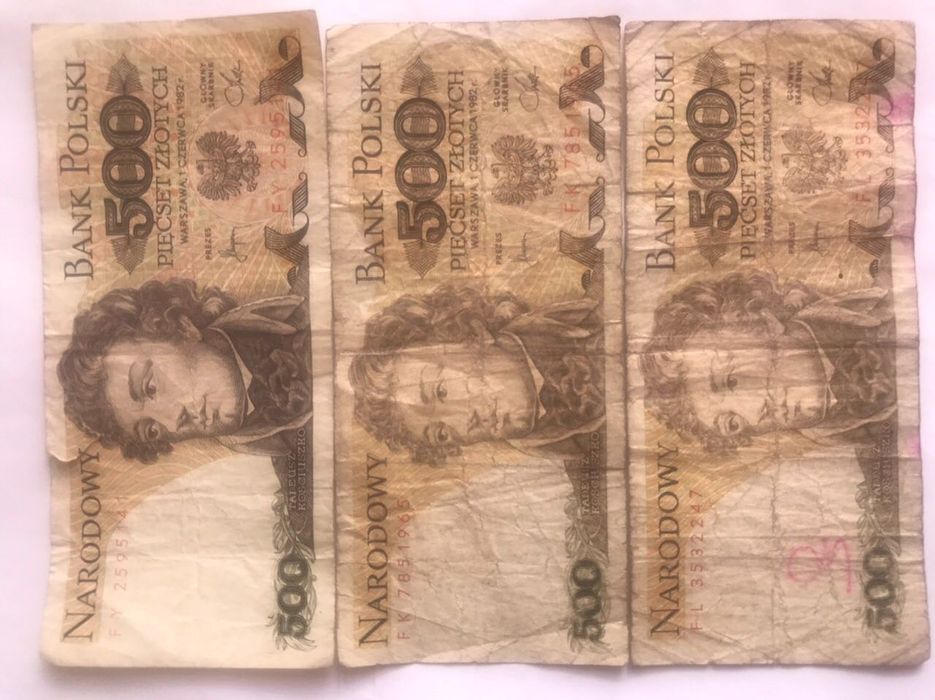 Banknot 500 złotych Kościuszko r. 1982