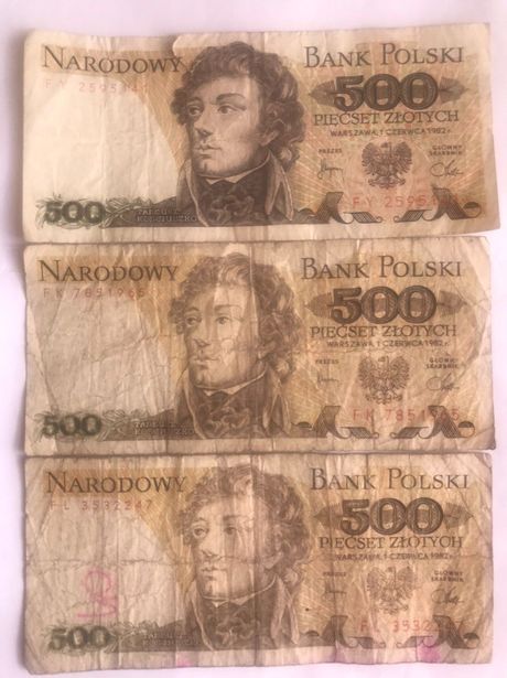 Banknot 500 złotych Kościuszko r. 1982