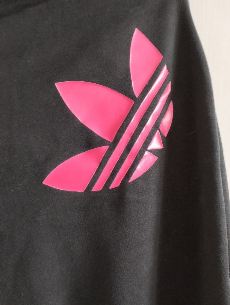 Dresy adidas spodnie damskie czarne z różowym logo