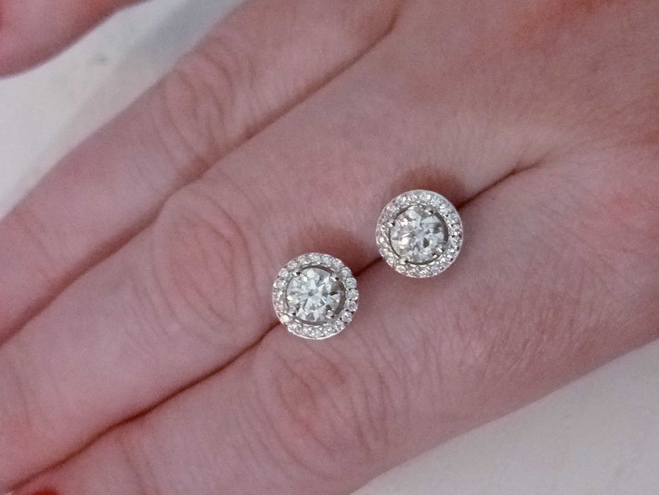 серьги серебро 925 с бриллиантами муассанитами