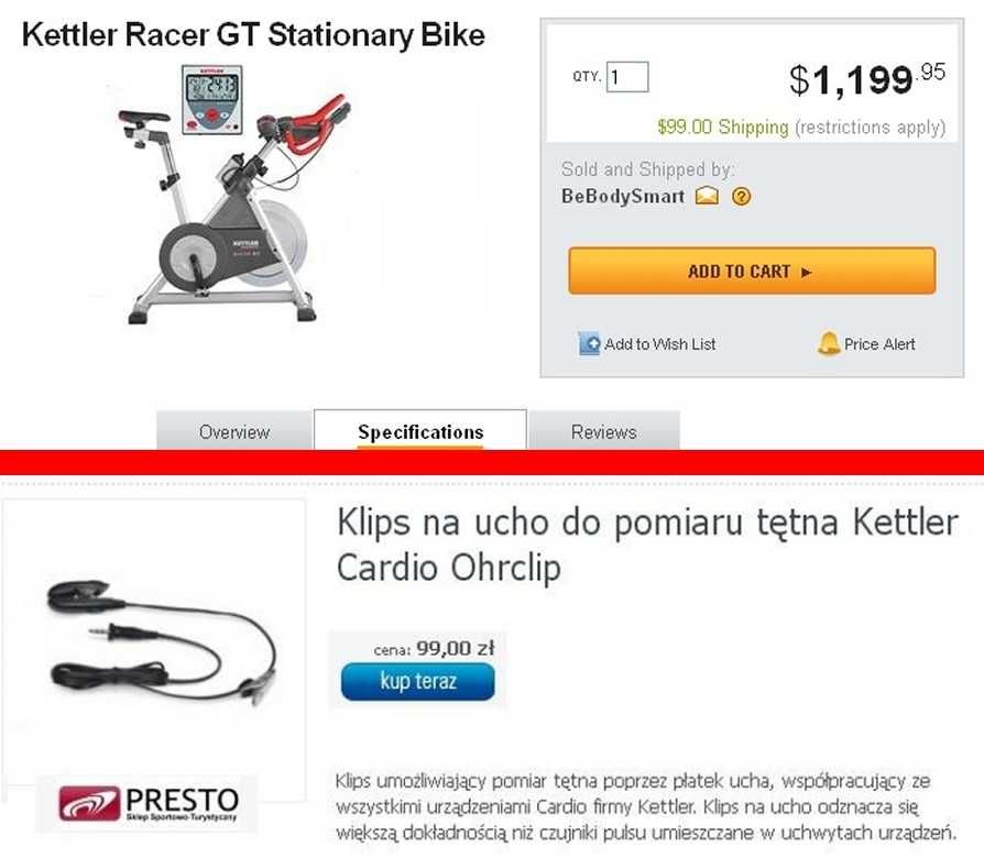 Spinningowy ROWER MAGNETYCZNY KETTLER RACER + klips pulsu !