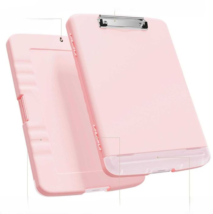 Piasoenc Clipboard A4 z organizerem i klipem bocznym, różowy