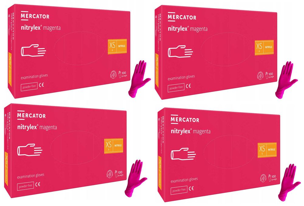 4X rękawiczki nitrylowe pink MAGENTA RÓŻOWE