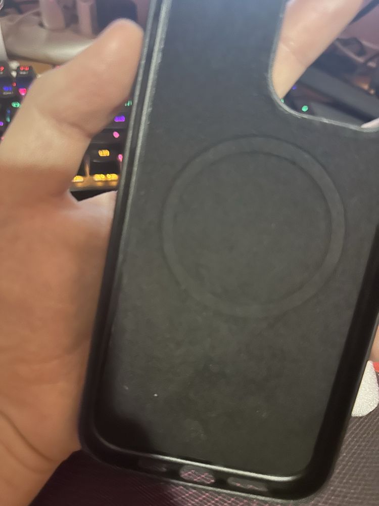 Кожаный чехол iphone 14 pro max magsafe с 3д принтом