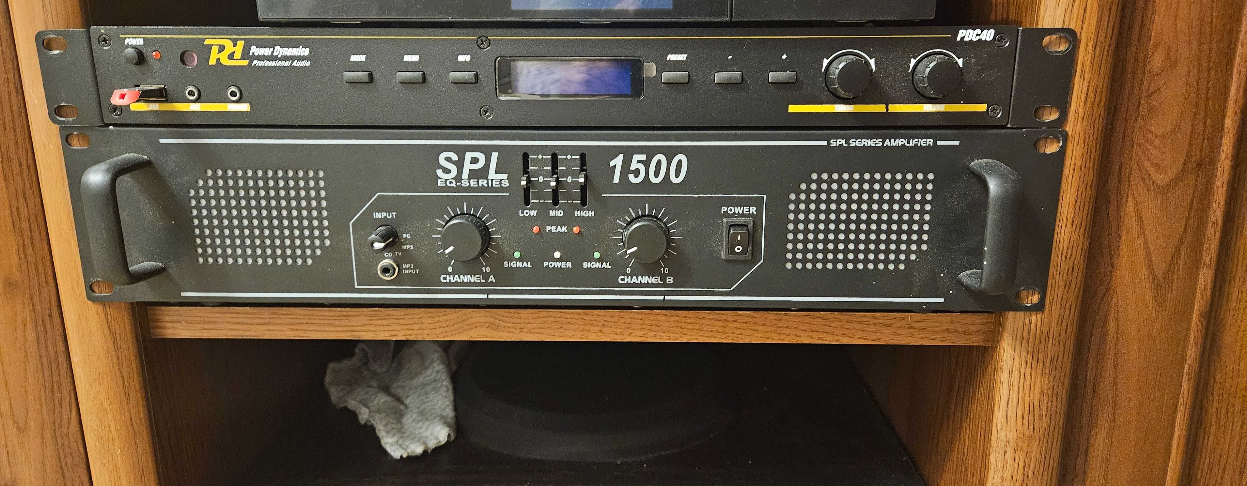 Kolumny estradowe 1600W super bass + led wzmacniacz i radio