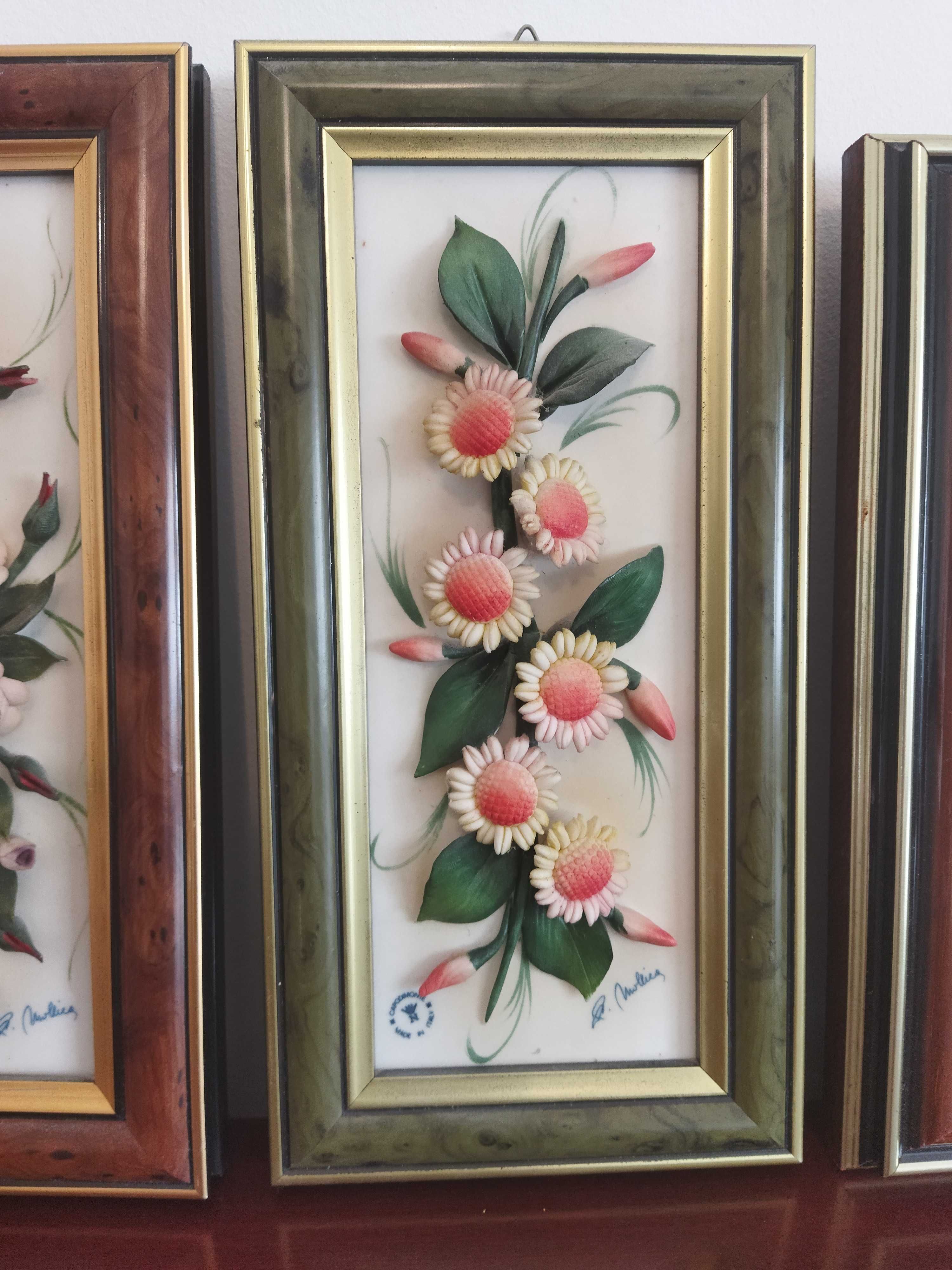 Quadros com flores em porcelana