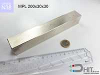 MPL 200x30x30 [N38]  silny neodymowy magnes płytkowy indukcja