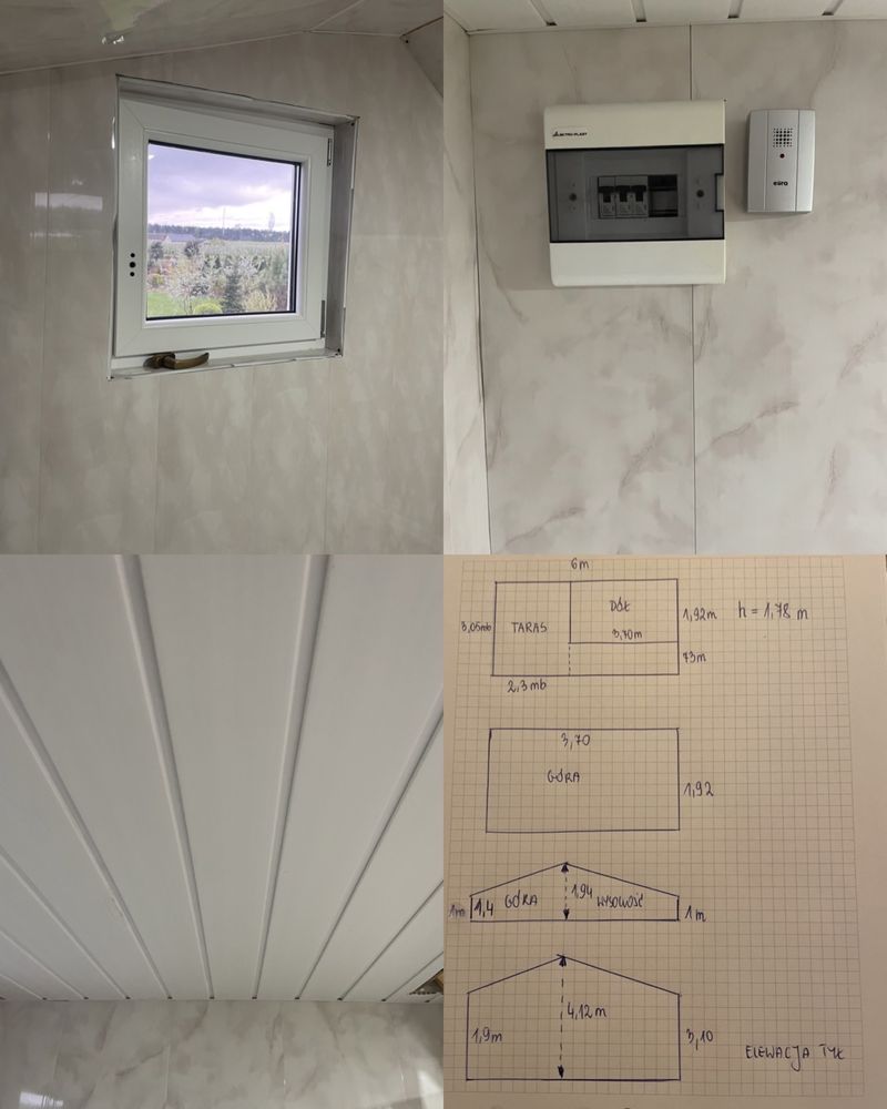 Solidny domek ogrodowy z poddaszem i tarasem z inst. elektryczną